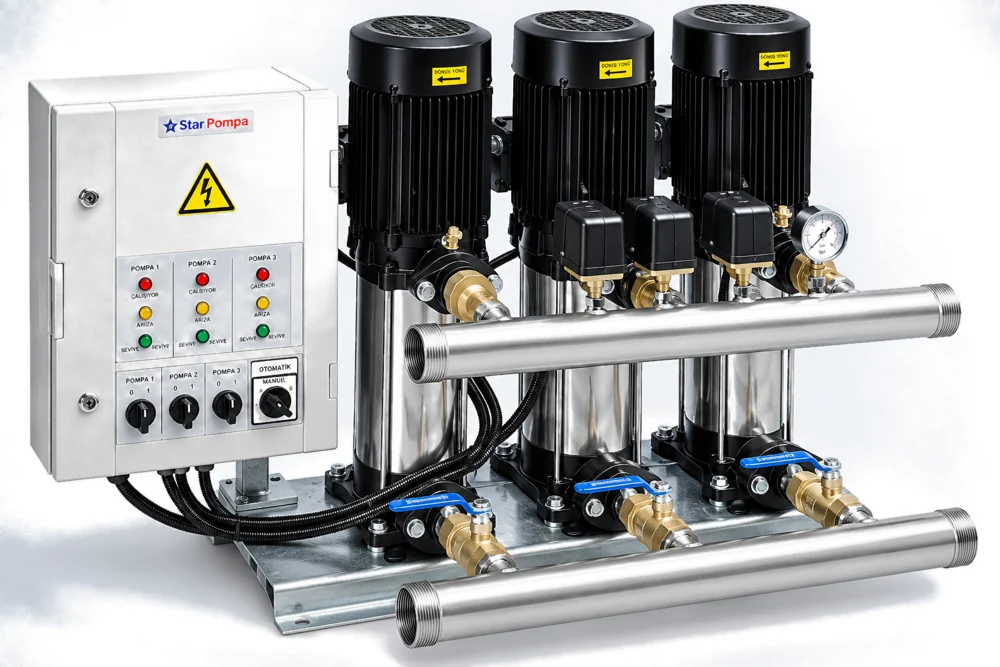 3xSD 100/4 T Üç Pompalı Paket Hidrofor